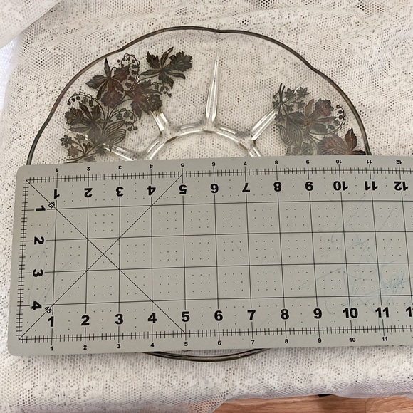 Vintage Glass Silver Overlay Serving Platter - Picture 5 of 5